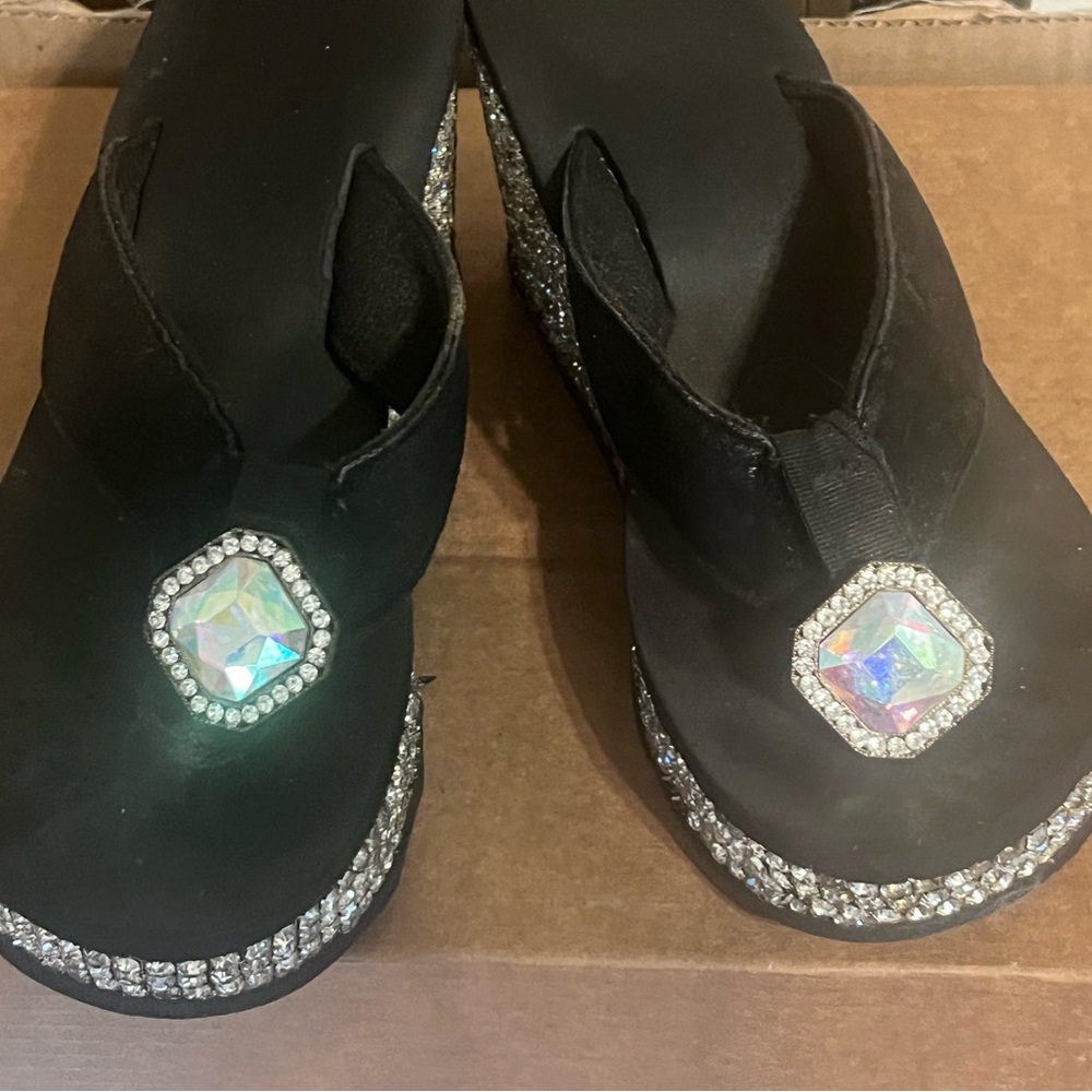Stunning Swarovski Crystal Wedge Flip Flops